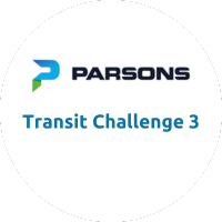 Parsons logo and text highlighting Transit Challenge 3